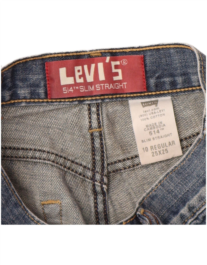 LEVI'S Boys 514 Slim Straight Jeans 9-10 ετών W25 L25 Μπλε βαμβακερό