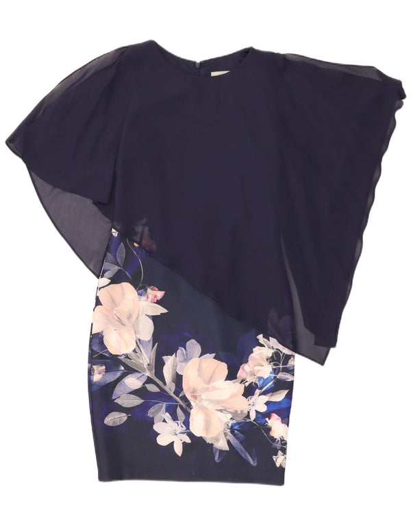 Γυναικείο ασύμμετρο φόρεμα με θήκη Coast UK 10 Small Navy Blue Floral Polyester