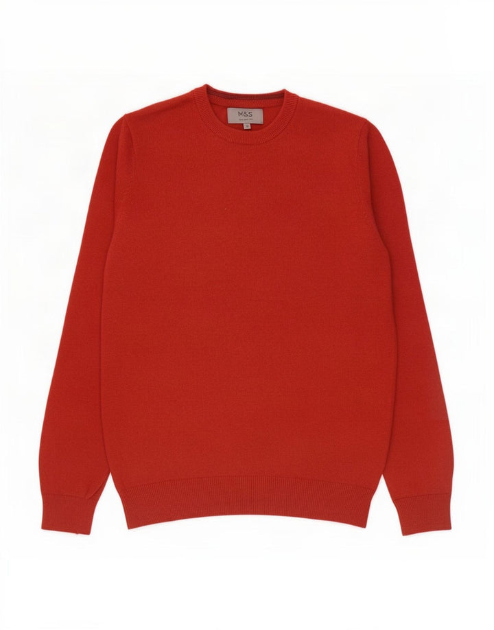 Ανδρικό πουλόβερ Marks & Spencer Crew Neck Jumper Μικρό πορτοκαλί βαμβακερό