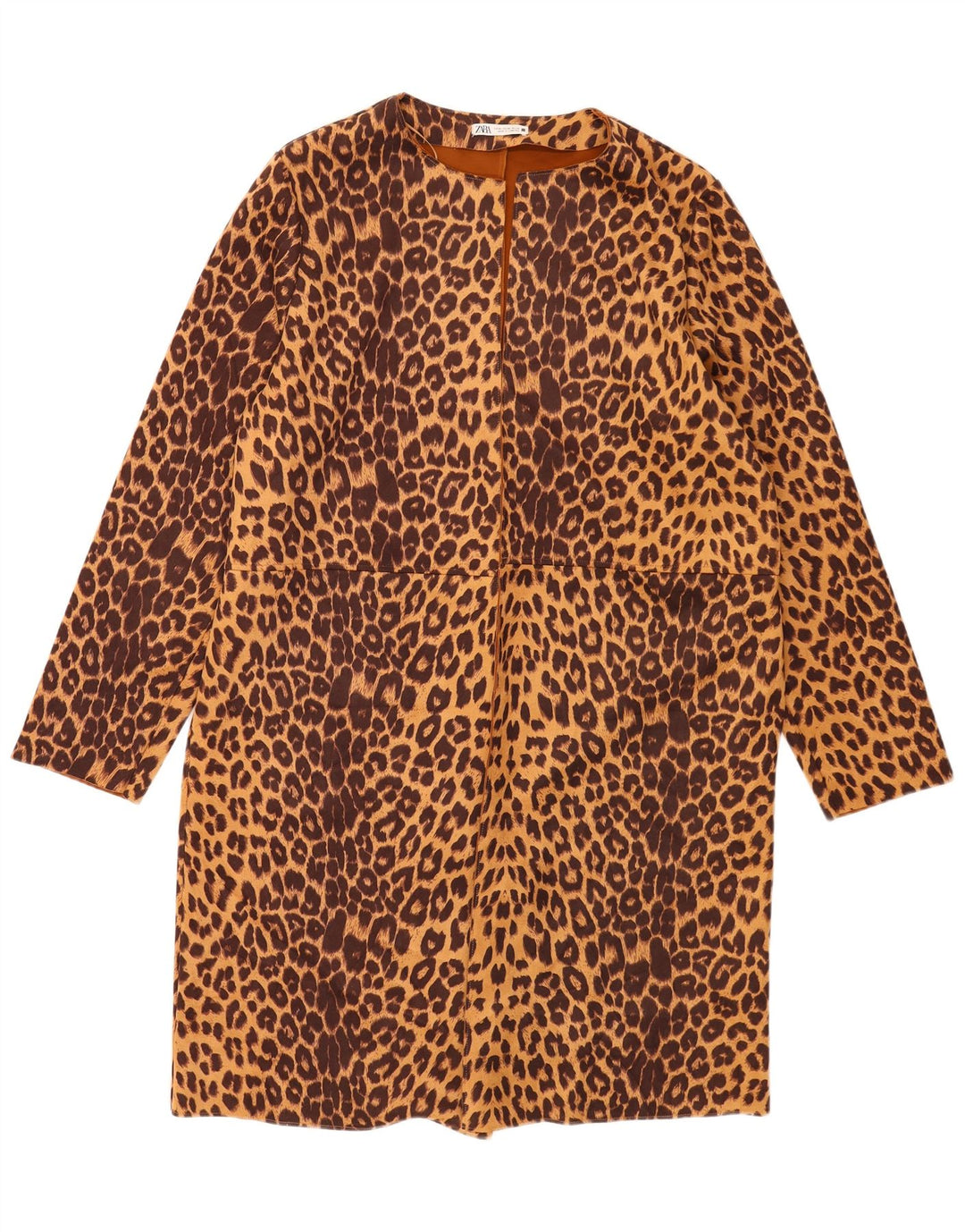 Zara Γυναικείο Ανοιχτό Παλτό UK 18 XL καφέ Animal Print Polyester