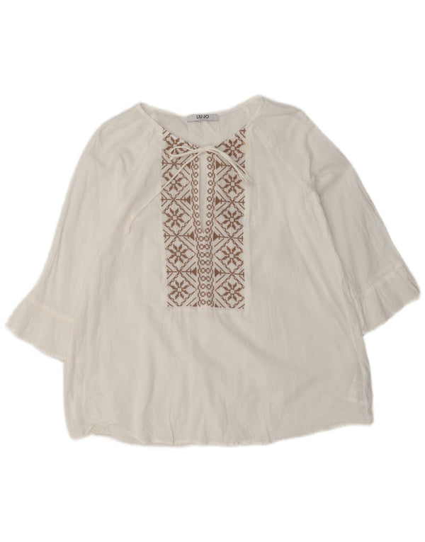 Liu Jo γυναικεία μπλούζα 3/4 μανίκια IT 40 Small White Fair Isle Cotton