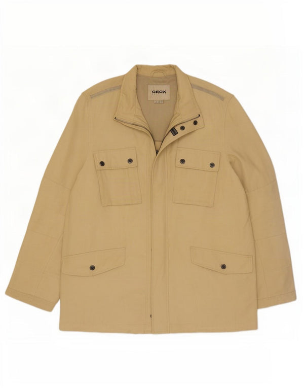 Geox Womens Respira Utility Jacket UK 42 XL Beige Cotton