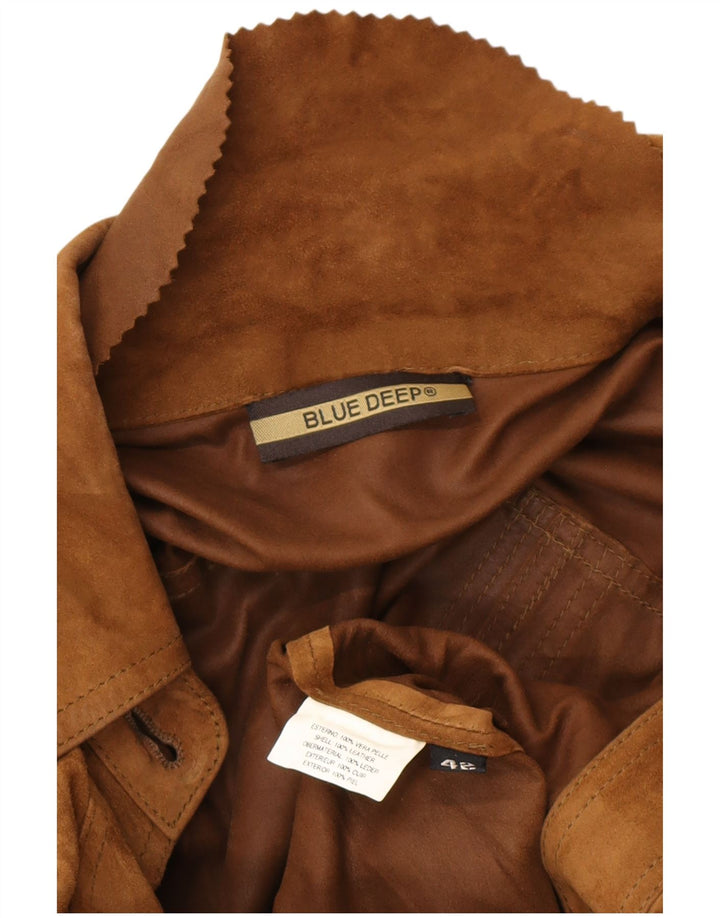 VINTAGE Γυναικείο Suede Military Jacket IT 42 Δερμάτινο μεσαίο καφέ