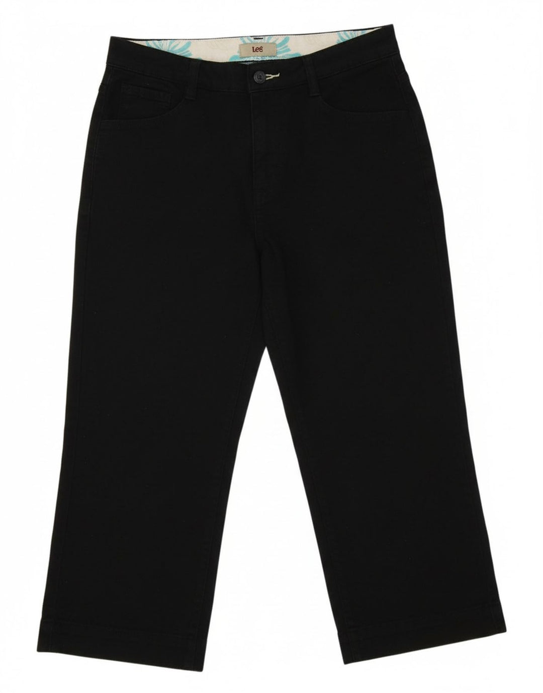 LEE Womens Straight Capri Trousers US 6 Medium W28 L19 Black Cotton