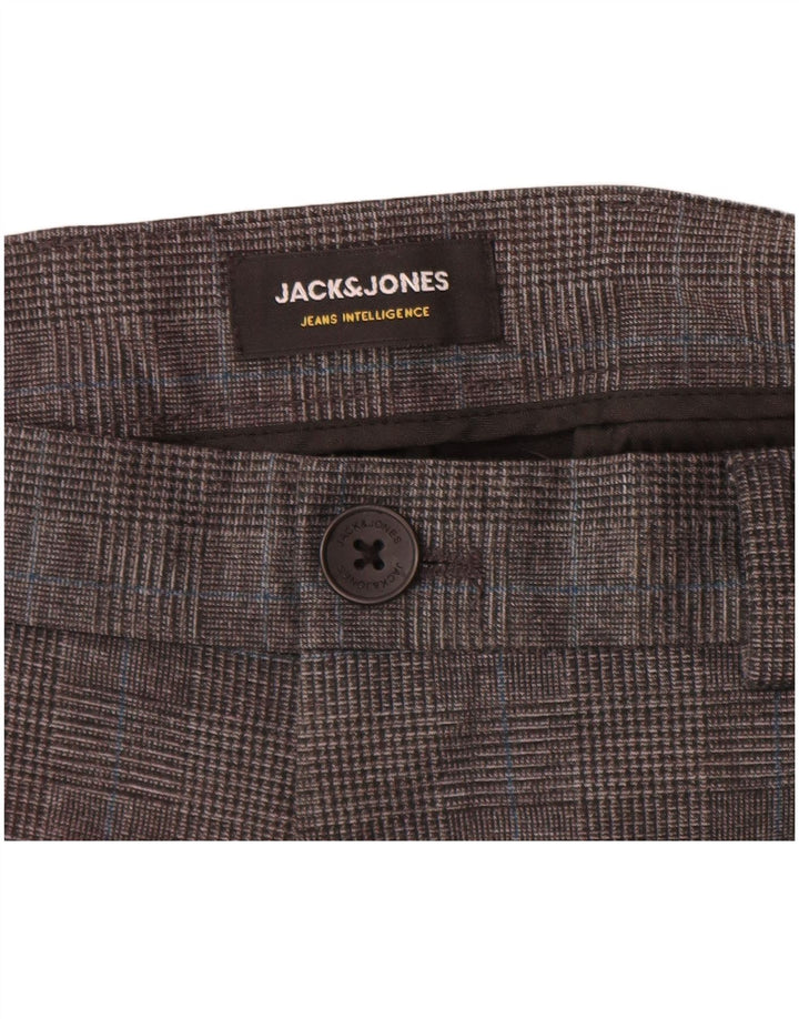 Ανδρικό λεπτό παντελόνι Chino Jack & Jones W32 L34 Γκρι πολυεστέρας Houndstooth