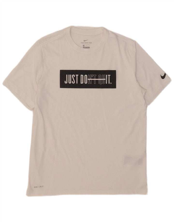 Μπλουζάκι Nike, ανδρικό Dri Fit, γραφικό μπλουζάκι, μεσαίο λευκό βαμβακερό