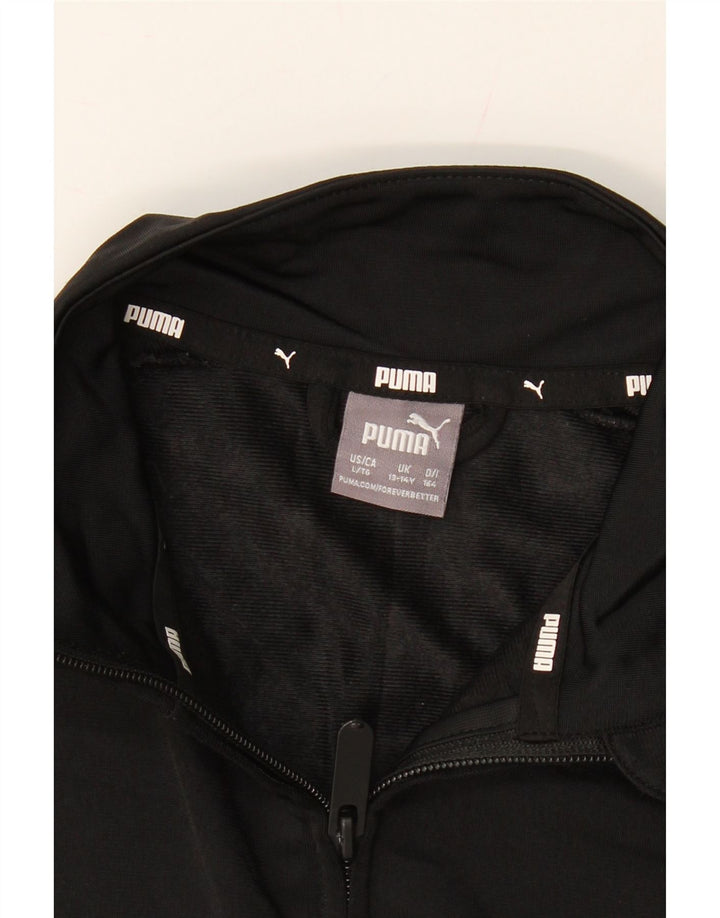 PUMA Girls Tracksuit Top Jacket 13-14 Years Black Colourblock Polyester Vintage Puma and Second-Hand Puma from Messina Hembry 