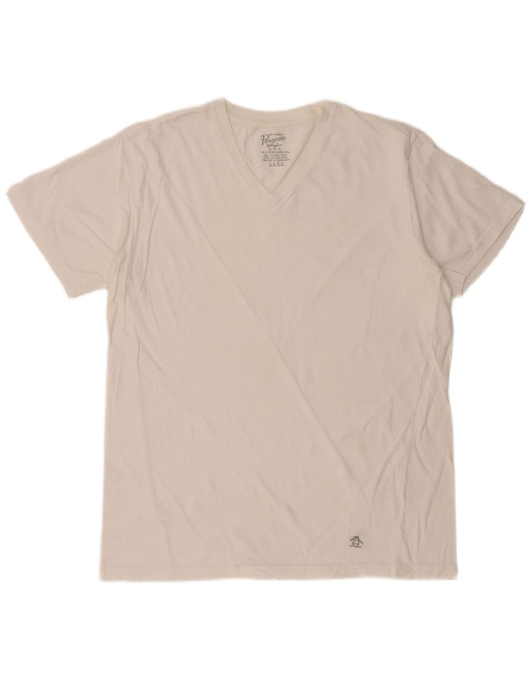 PENGUIN Γυναικείο T-Shirt Top UK 14 Μεσαίο λευκό βαμβακερό