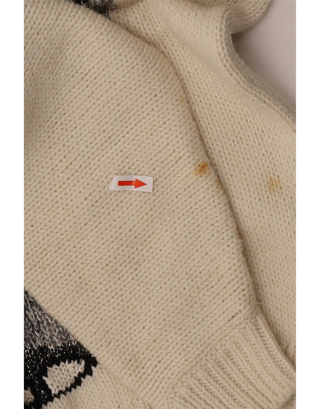 Vintage γυναικείο πουλόβερ με λαιμό με κουμπιά UK 16 Large Off White