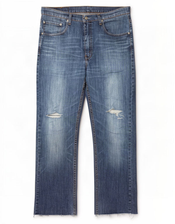 Levi's Mens 752 Distressed Straight Jeans W36 L28 Μπλε βαμβακερό