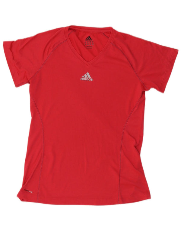 Γυναικείο T-Shirt Climalite ADIDAS Top UK 14 Medium Red Polyester