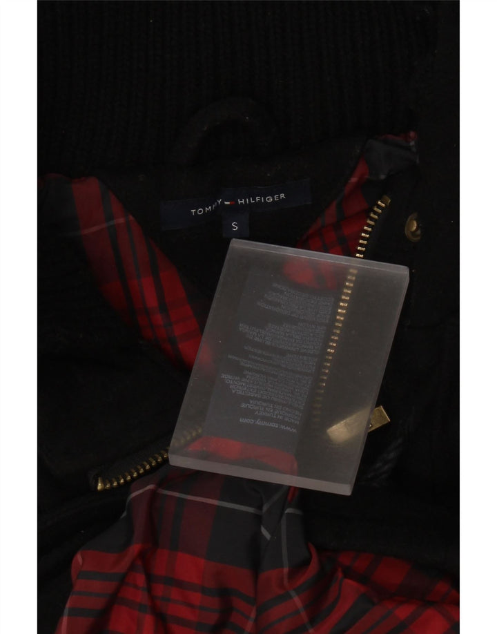 Tommy Hilfiger γυναικείο παλτό Duffle με κουκούλα UK 10 Μικρό μαύρο παρθένο μαλλί