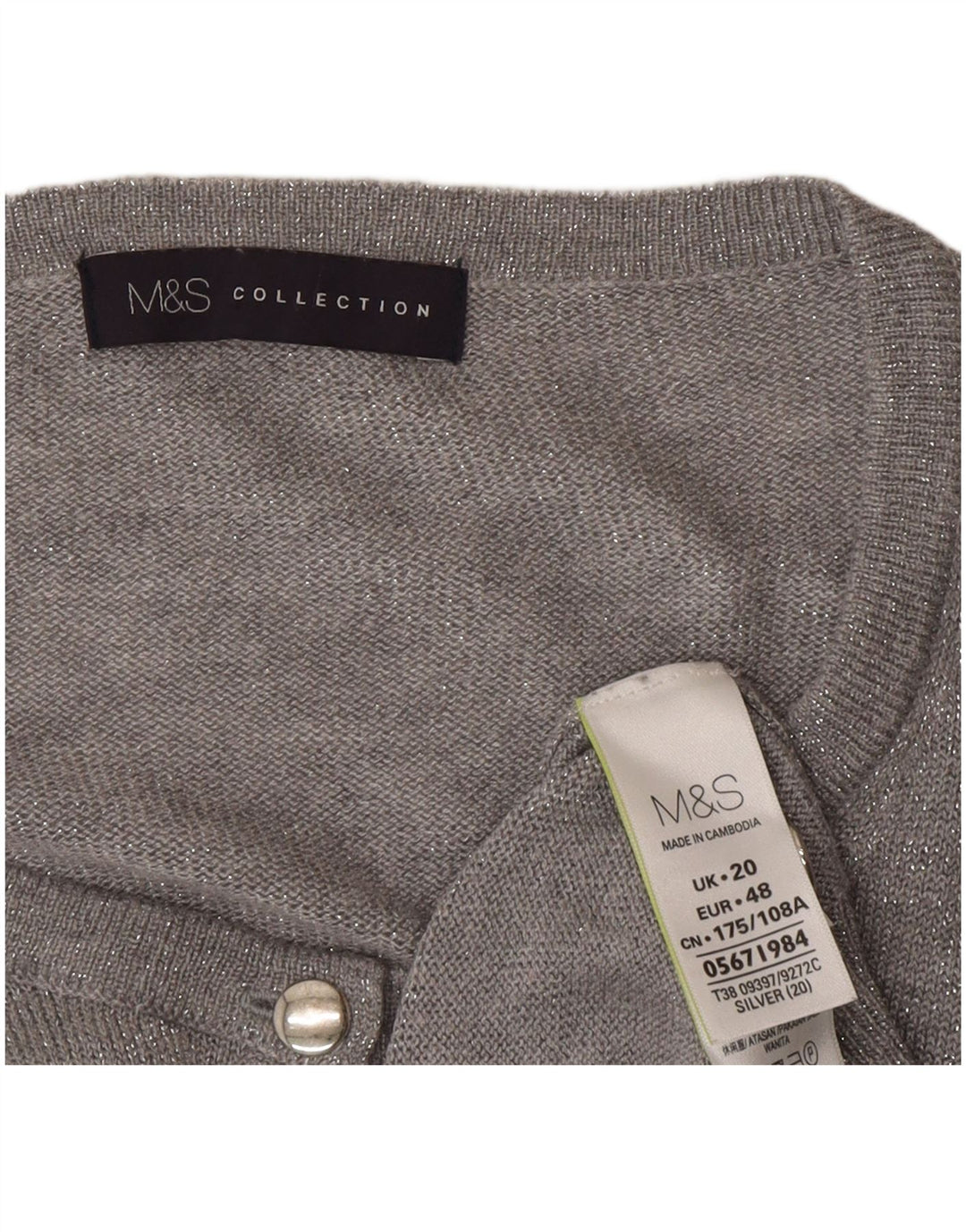 Marks & Spencer Γυναικεία ζακέτα πουλόβερ UK 20 2XL Grey Polyamide
