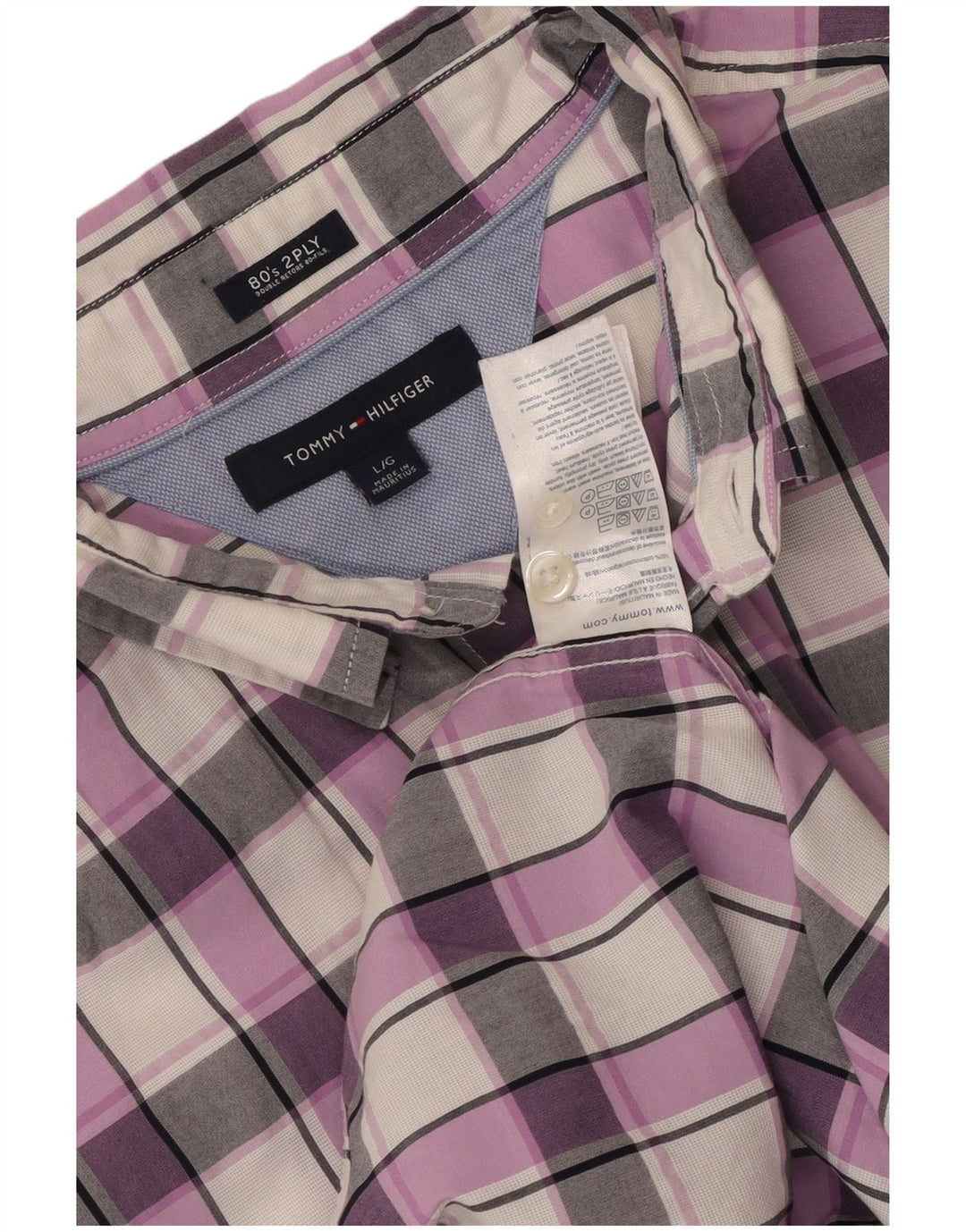 Ανδρικό πουκάμισο Tommy Hilfiger Large Purple Check Cotton 80s