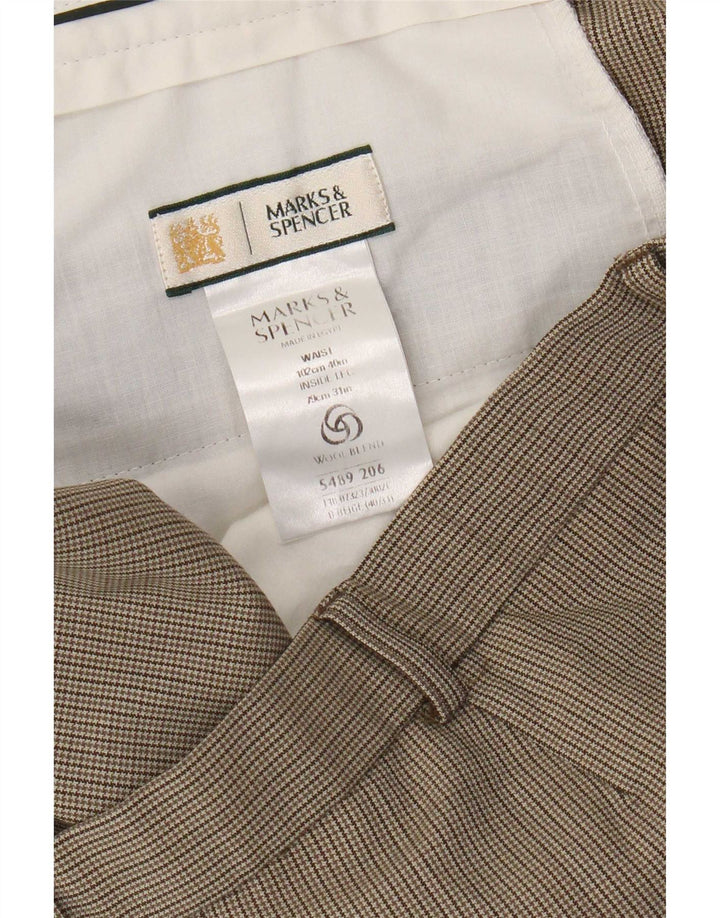 Ανδρικό ίσιο παντελόνι Marks & Spencer W40 L31 Beige Houndstooth