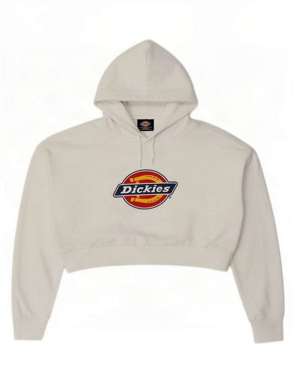 Dickies Womens Oversized Crop Graphic Hoodie Jumper UK 14 Medium White