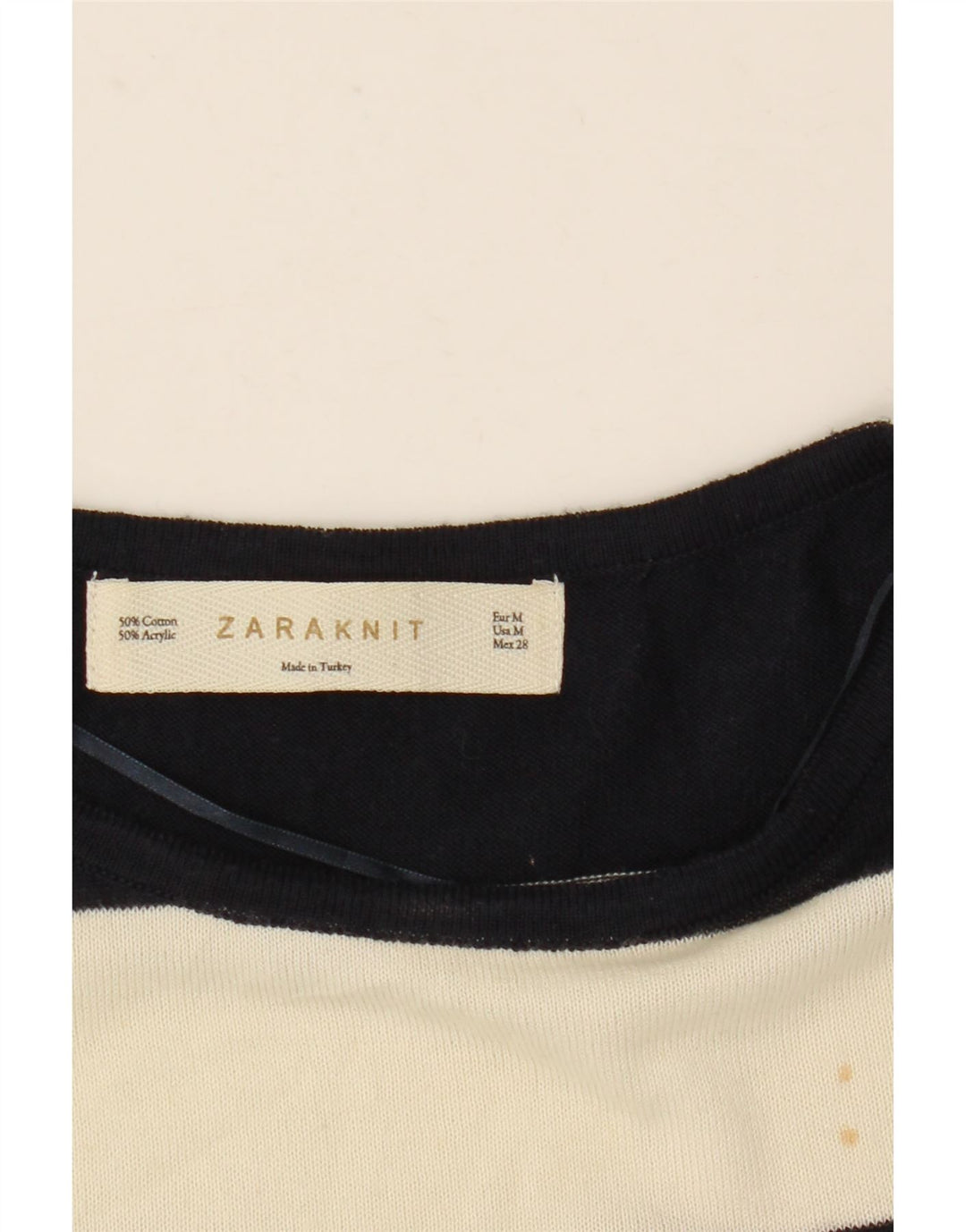 Zara γυναικεία μπλούζα oversized 1/2 μανίκι τοπ UK 12 μεσαία λευκή ριγέ