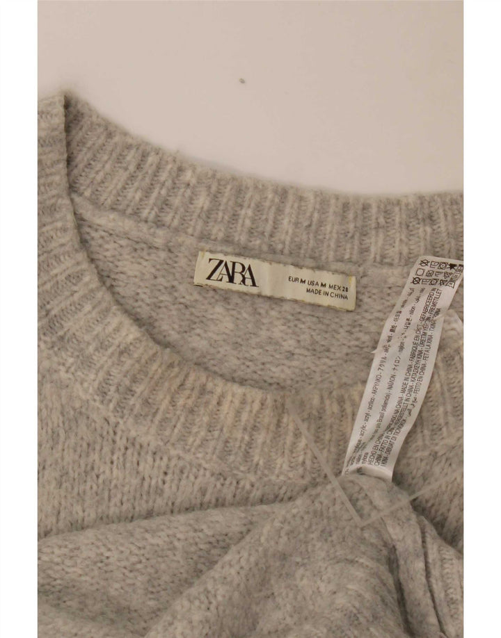 Zara γυναικείο πουλόβερ με λαιμό σκακιέρα UK 14 μεσαίου γκρι ακρυλικό