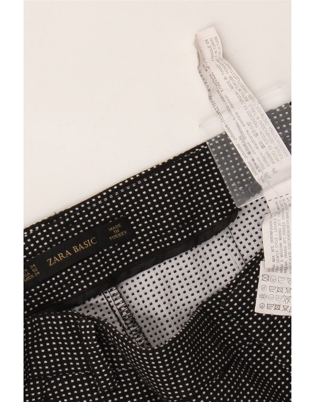 Zara Γυναικείο παντελόνι Chino Basic κωνικό EU 34 2XS W24 L27 Black Check