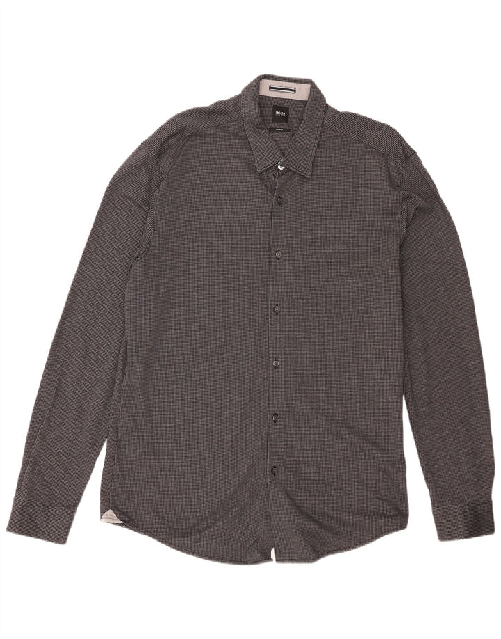 Ανδρικό πουκάμισο Hugo Boss Slim Fit 2XL Μαύρο Houndstooth
