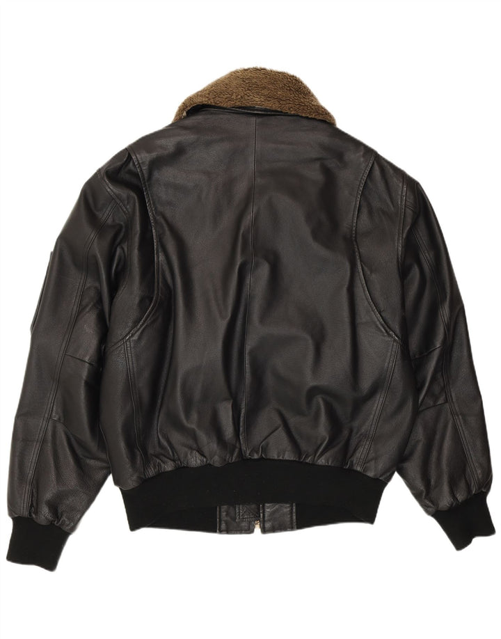 RINO & PELLE Ανδρικό Δερμάτινο Flight Aviator Jacket IT 52 XL Μαύρο Δερμάτινο