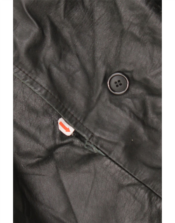 VINTAGE Γυναικείο Δερμάτινο Παλτό IT 48 XL Μαύρο