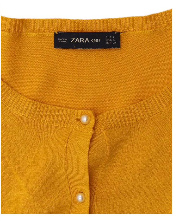 Zara Γυναικεία Ζακέτα UK 14 Large Yellow