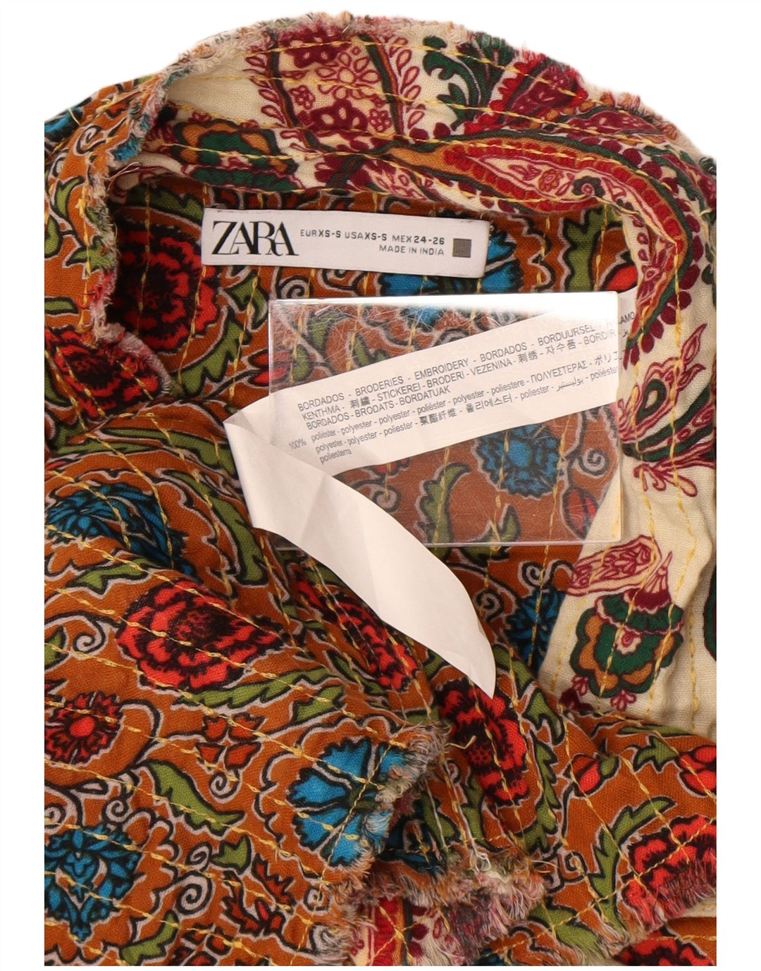 Zara Γυναικείο Oversized Bomber Jacket UK 6 XS Off White Paisley Polyester