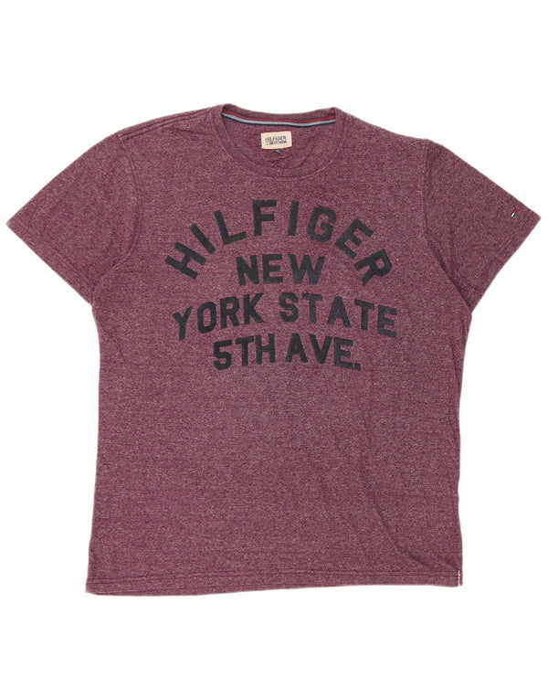 Ανδρικό γραφικό T-Shirt Tommy Hilfiger Top 2XL σε μπορντό φλιτζάνι