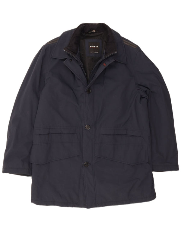Geox Mens Respira Utility Jacket IT 52 XL Navy Blue Polyamide