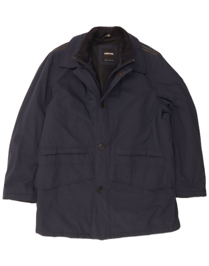 Geox Mens Respira Utility Jacket IT 52 XL Navy Blue Polyamide