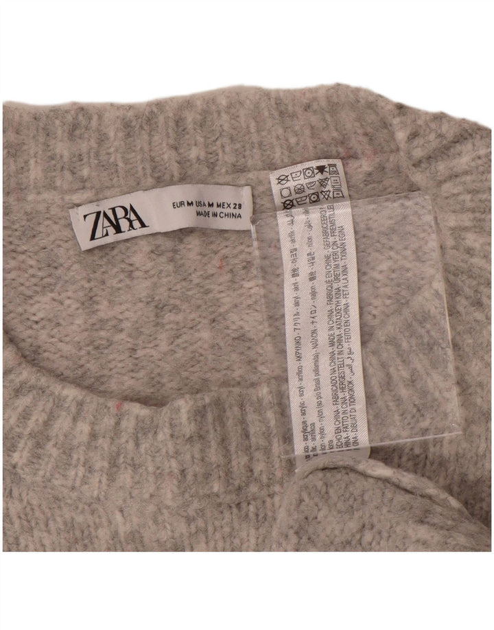 Zara γυναικείο πουλόβερ υπερμεγέθη Crew Neck Jumper UK 14 Medium Grey Flecked