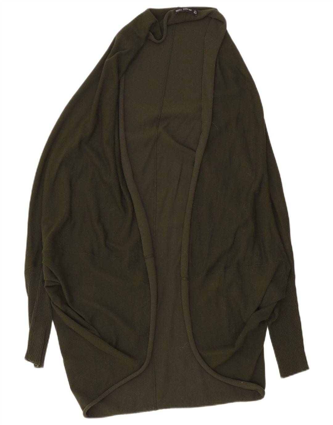 Zara Γυναικείο Longline Open Cardigan πουλόβερ UK 14 Medium Khaki