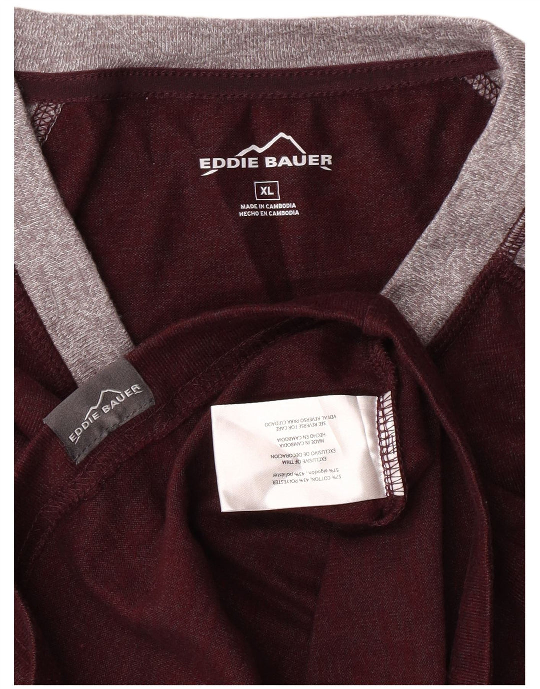 Ανδρικό μπλουζάκι Eddie Bauer, μακρυμάνικο XL, μπορντό, βαμβακερό