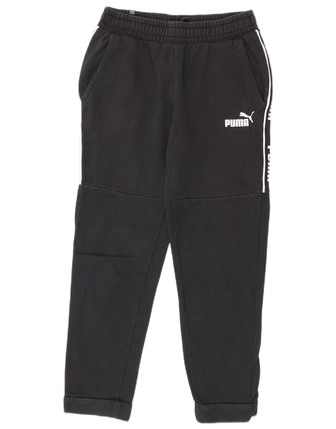 PUMA Mens Graphic Tracksuit Trousers Joggers Medium  Black Cotton