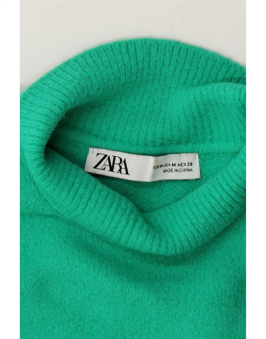Zara Γυναικείο πουλόβερ με λαιμόκοψη χελώνας UK 14 Medium Green