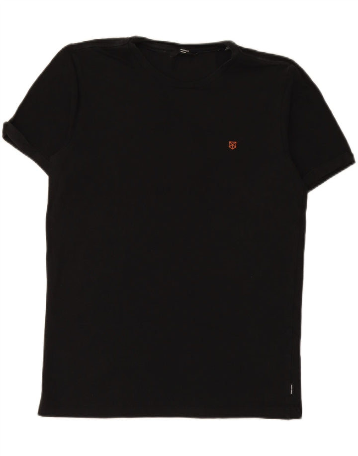 JACK & JONES Mens T-Shirt Top Medium Black Cotton