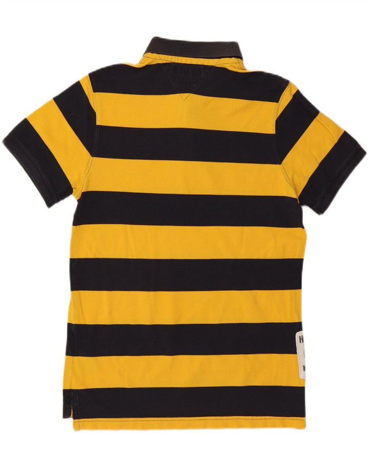 TOMMY HILFIGER Ανδρικό πουκάμισο πόλο με λεπτή εφαρμογή, μεγάλο κίτρινο βαμβακερό ριγέ