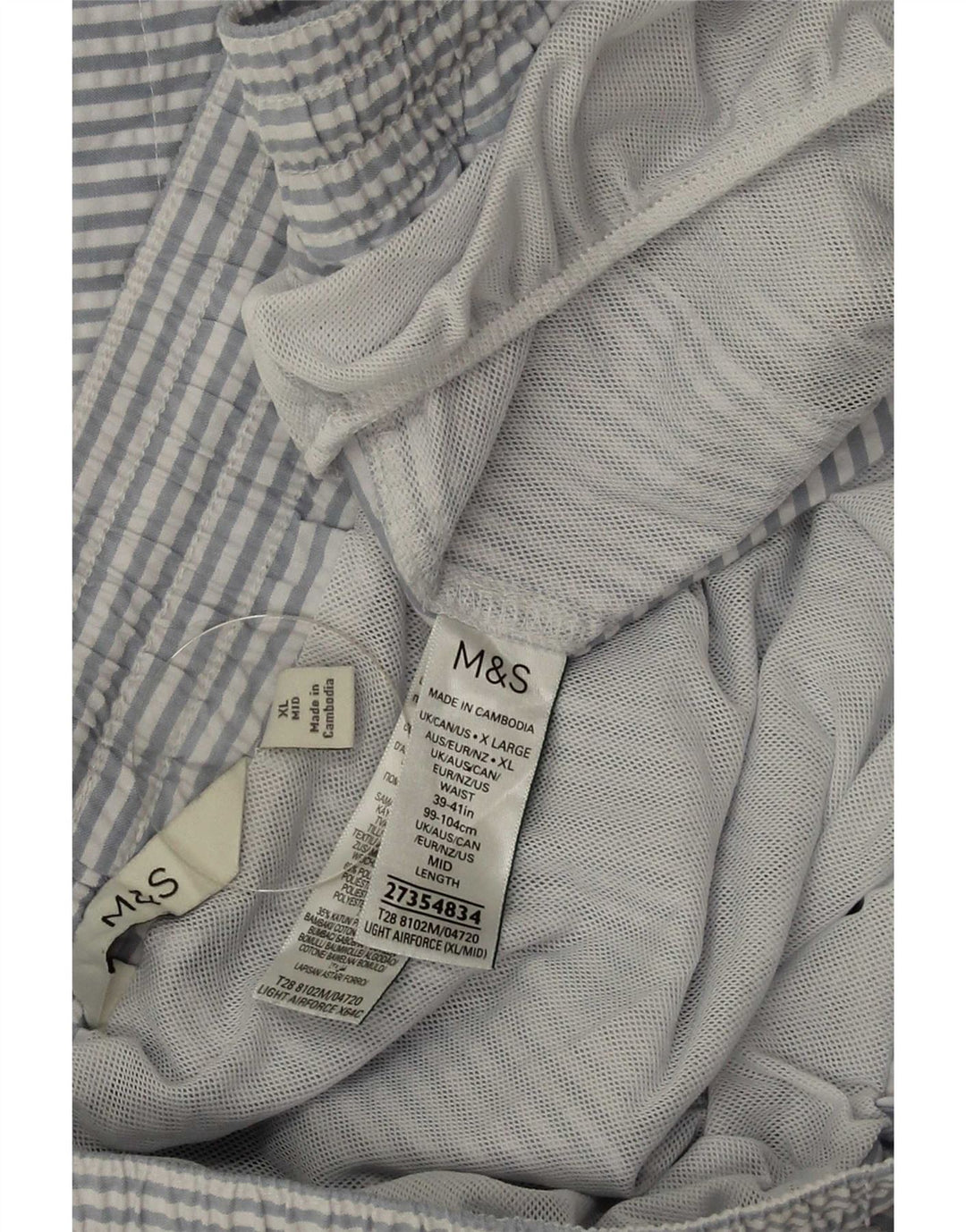 Ανδρικά σορτς κολύμβησης Marks & Spencer XL Blue Pinstripe Polyester
