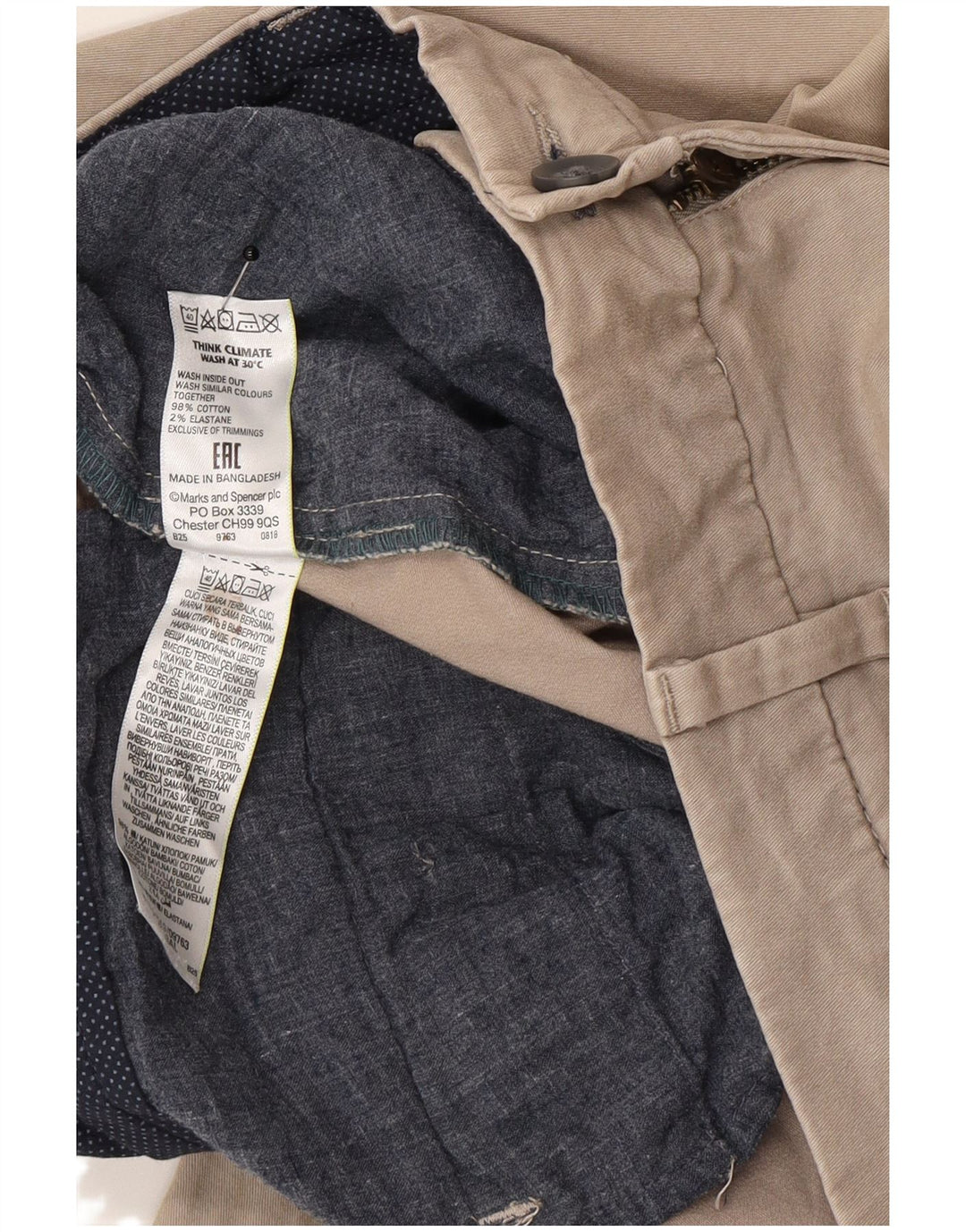 Ανδρικό παντελόνι Chino Marks & Spencer W32 L29 Γκρι βαμβακερό