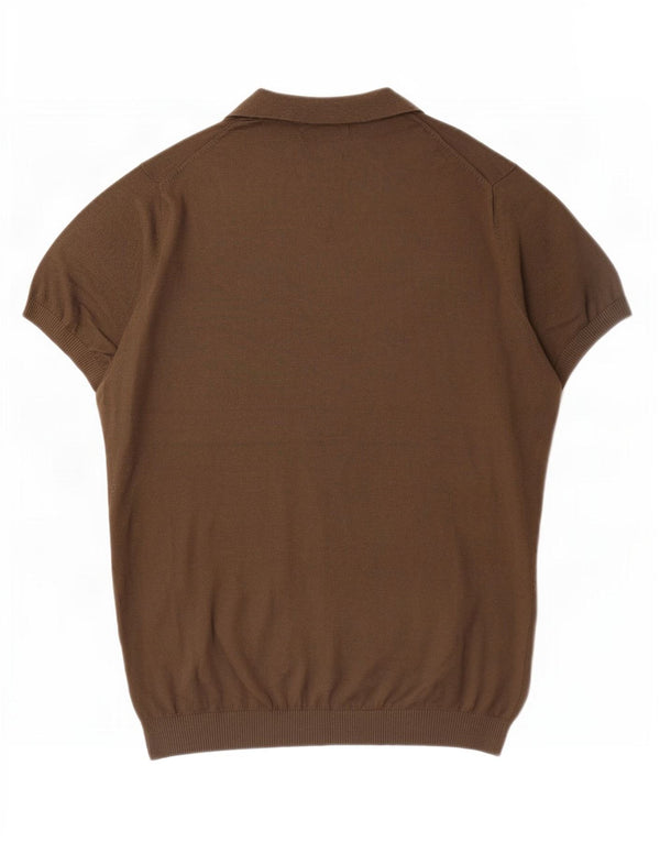 Ανδρικό μπλουζάκι πόλο Massimo Dutti, μεσαίο χακί βαμβακερό