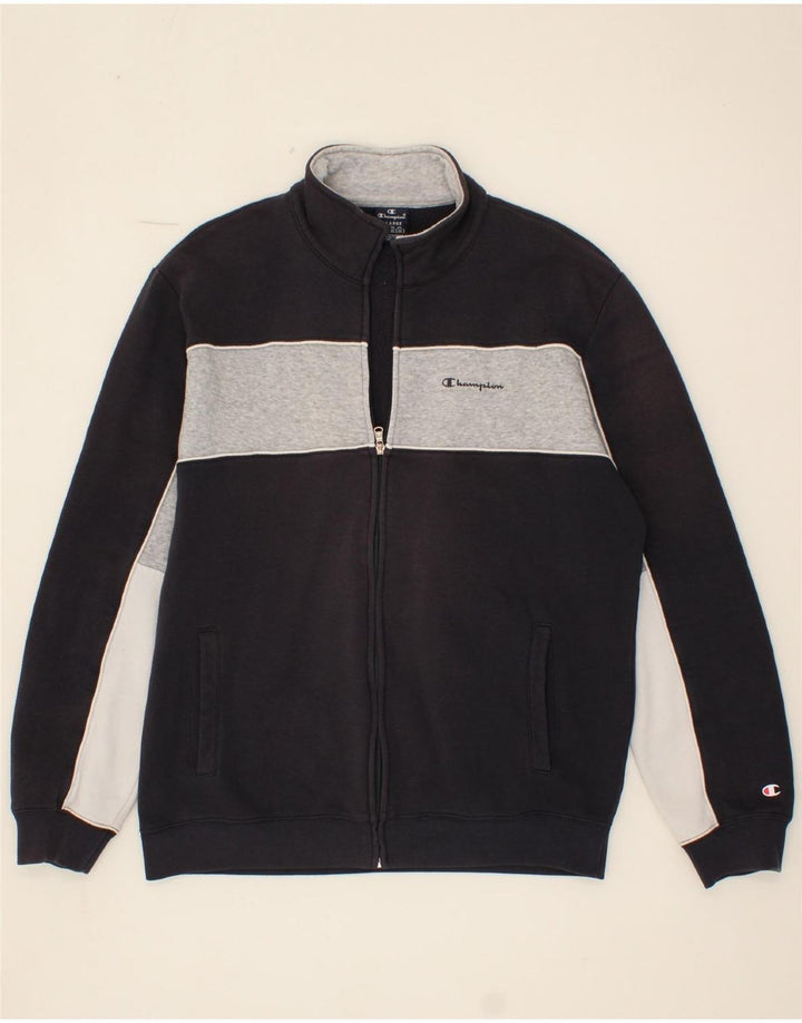 CHAMPION Mens Tracksuit Top Jacket XL Navy Blue Colourblock Vintage Champion and Second-Hand Champion from Messina Hembry 