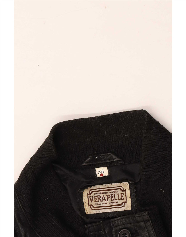 Vintage Ανδρικό Δερμάτινο Μπουφάν IT 54 2XL Μαύρο