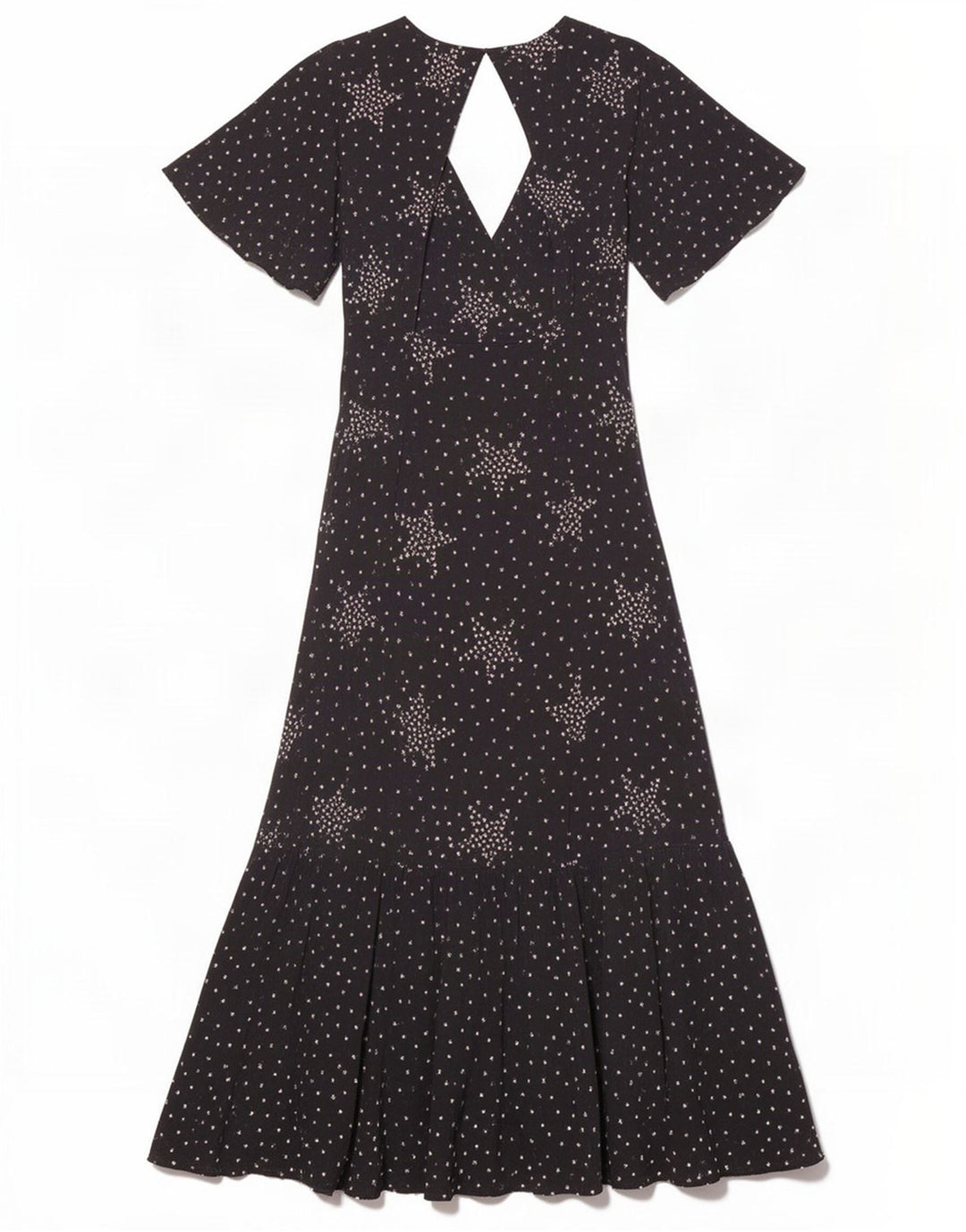 Topshop Γυναικείο μάξι φόρεμα αφηρημένο μοτίβο UK 8 Small Black Spotted