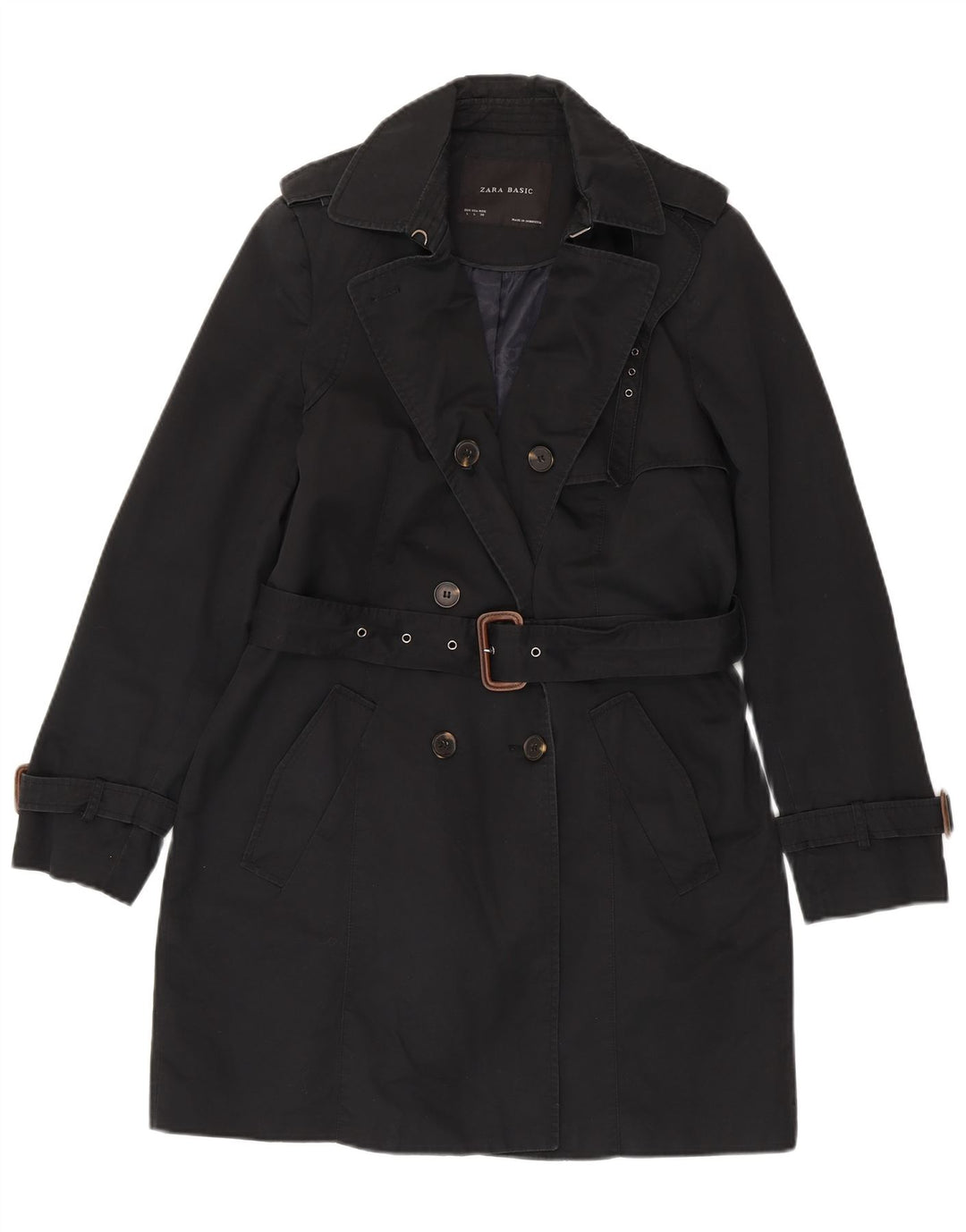 Zara Γυναικεία καμπαρντίνα UK 16 Large Black Cotton