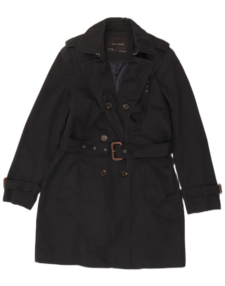 Zara Γυναικεία καμπαρντίνα UK 16 Large Black Cotton