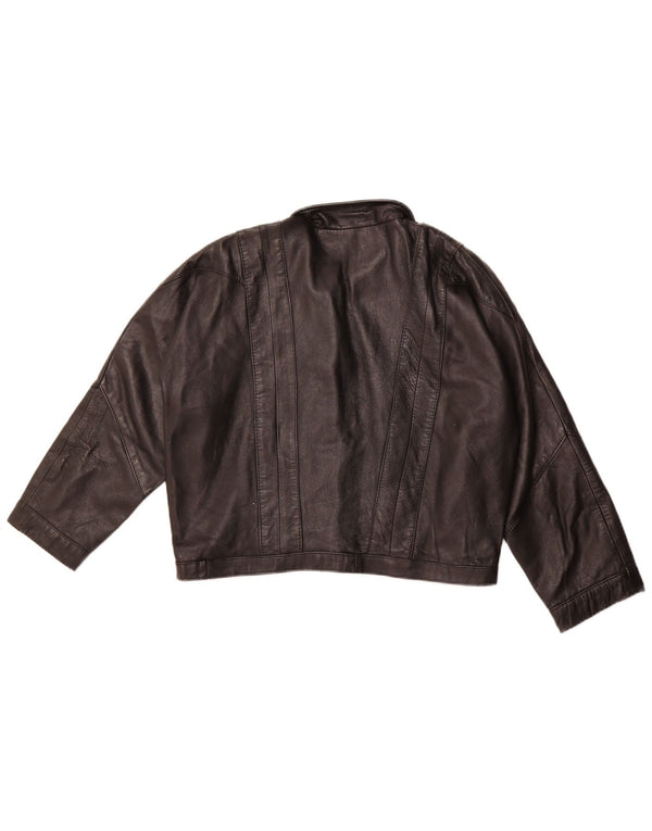 ENRICO COVERI Γυναικείο Δερμάτινο Μπουφάν UK 10 Small Black Leather