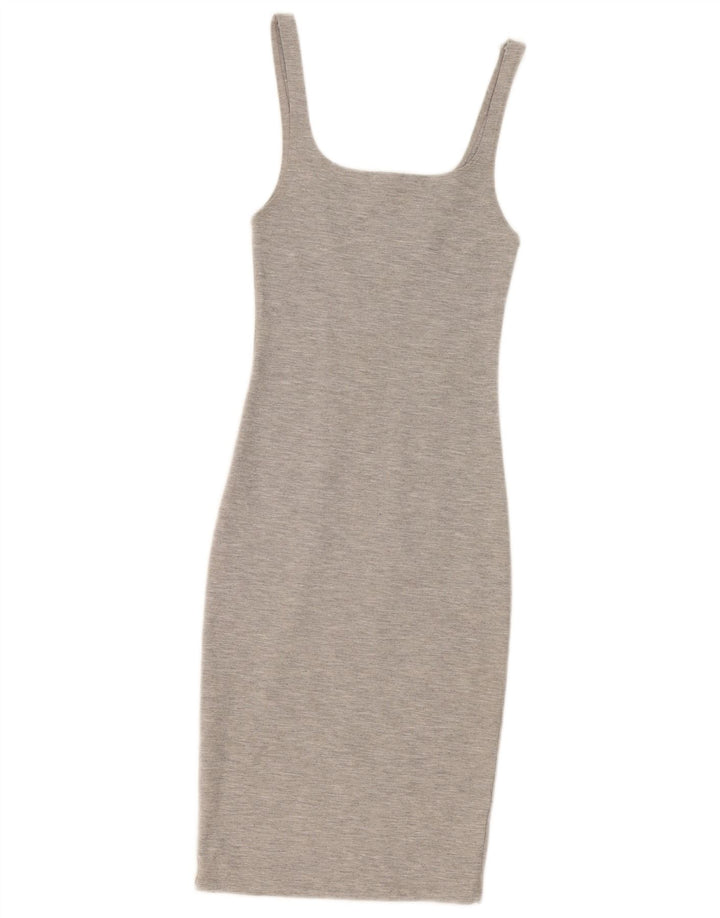 Zara Γυναικείο Αμάνικο Bodycon Φόρεμα UK 8 Small Grey Polyester