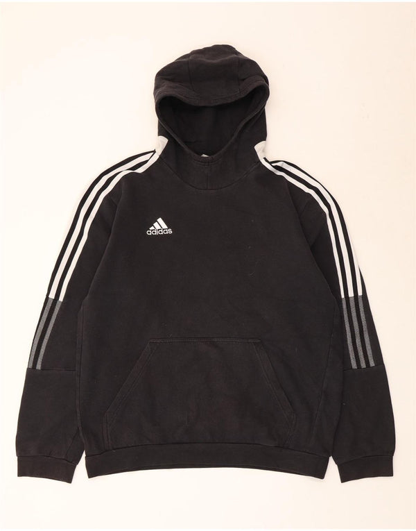 ADIDAS Γυναικείο Hoodie Jumper UK 16 Large μαύρο βαμβακερό