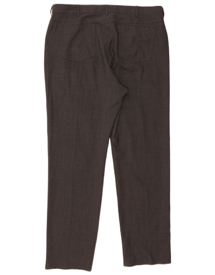 Marks & Spencer Ανδρικό ίσιο casual παντελόνι W38 L31 Grey Check Polyester
